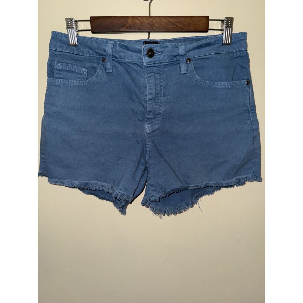JUST BLACK High Rise Frayed Hem Denim Shorts Blue Size 28